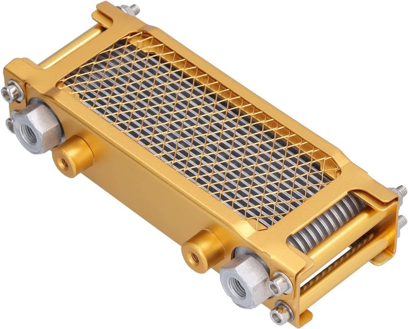 Universal Motorcycle Engine Oil Cooler, Metal Trail Bike Oil Radiator for 125cc‑250cc Dirt Bike, Gold Frame with 12x1.25 Threaded Interface, Fast Cooling for ATV Off - Road Motorcy - Image 5