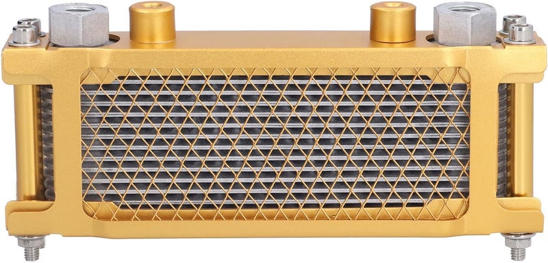 Universal Motorcycle Engine Oil Cooler, Metal Trail Bike Oil Radiator for 125cc‑250cc Dirt Bike, Gold Frame with 12x1.25 Threaded Interface, Fast Cooling for ATV Off - Road Motorcy - Image 4