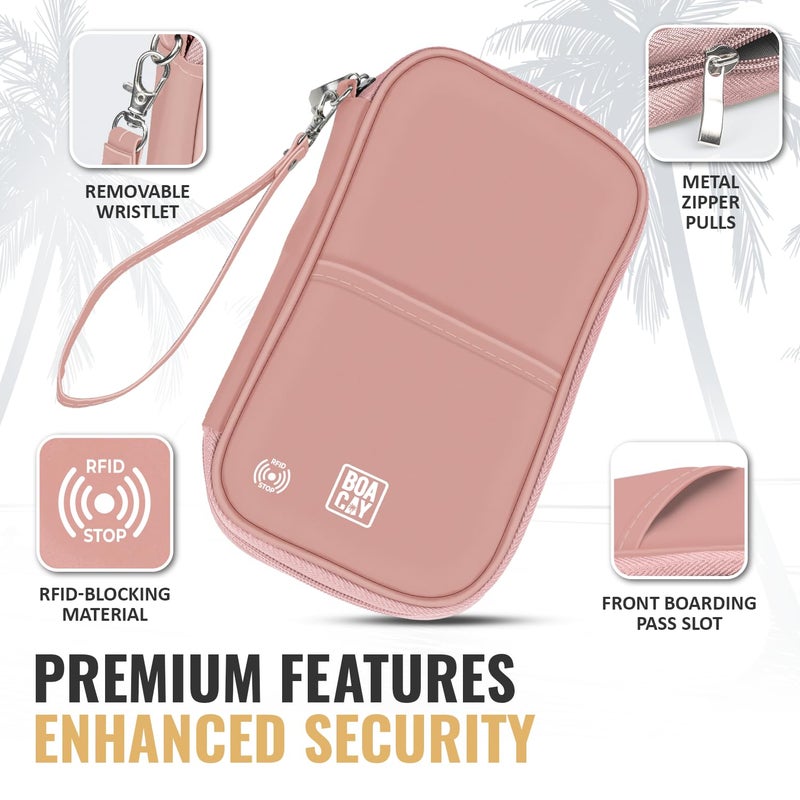 BOACAY Travel Document Organizer with RFID, Family Passport Holder, Wallet for Women & Men, Portable & Waterproof Case for Cards, Boarding Pass, Money - Image 2