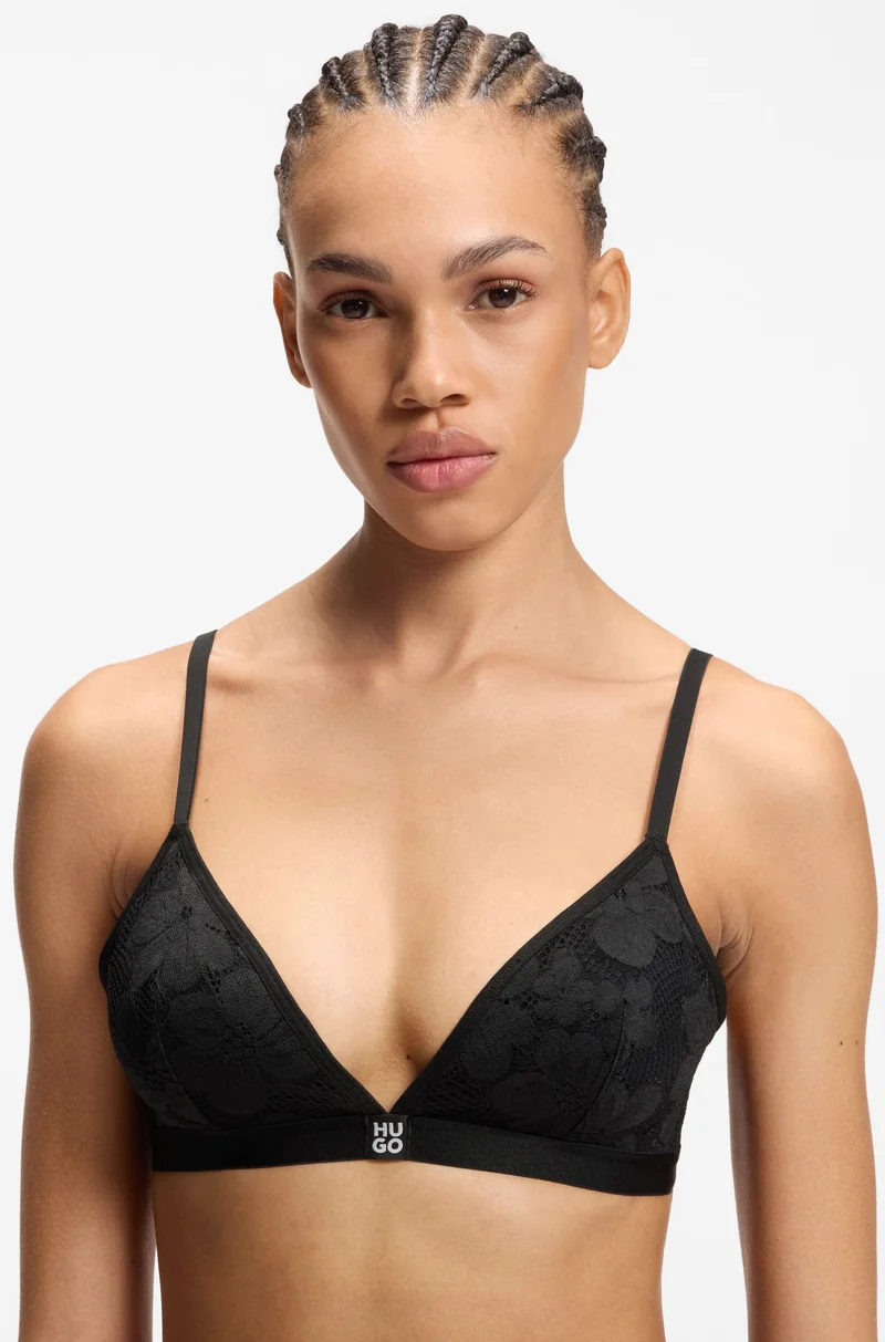 هوجو Floral-lace triangle bra with removable padding