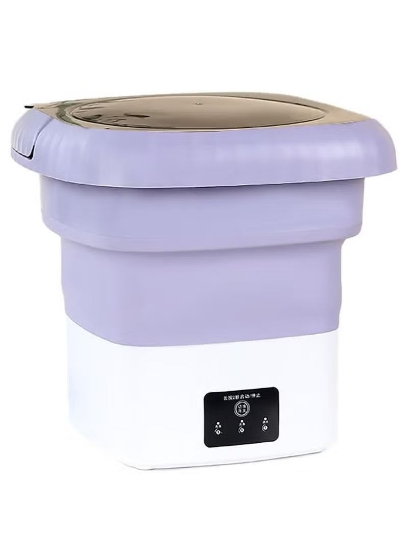 ELTRAZONE Folding Mini Automatic Washing Machine – 6L Portable Lightweight Clothes Washer with Spin Dryer, Detachable Drain Basket, and 3 Adjustable Wash Modes – Compact Laundry Solution for Baby Clothes, Travel, Dorm Rooms, Apartments, and Small Spaces – Purple  - Image 1
