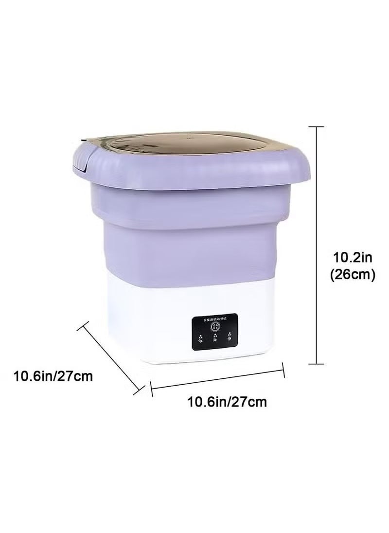 ELTRAZONE Folding Mini Automatic Washing Machine – 6L Portable Lightweight Clothes Washer with Spin Dryer, Detachable Drain Basket, and 3 Adjustable Wash Modes – Compact Laundry Solution for Baby Clothes, Travel, Dorm Rooms, Apartments, and Small Spaces – Purple  - Image 2