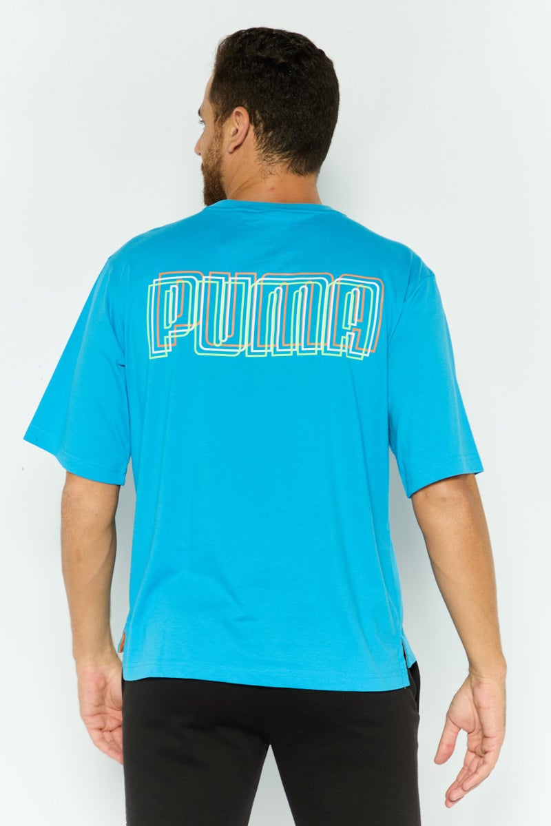 PUMA Men Sportswear Fit Short Sleeves Training T-Shirt, Blue - Image 4