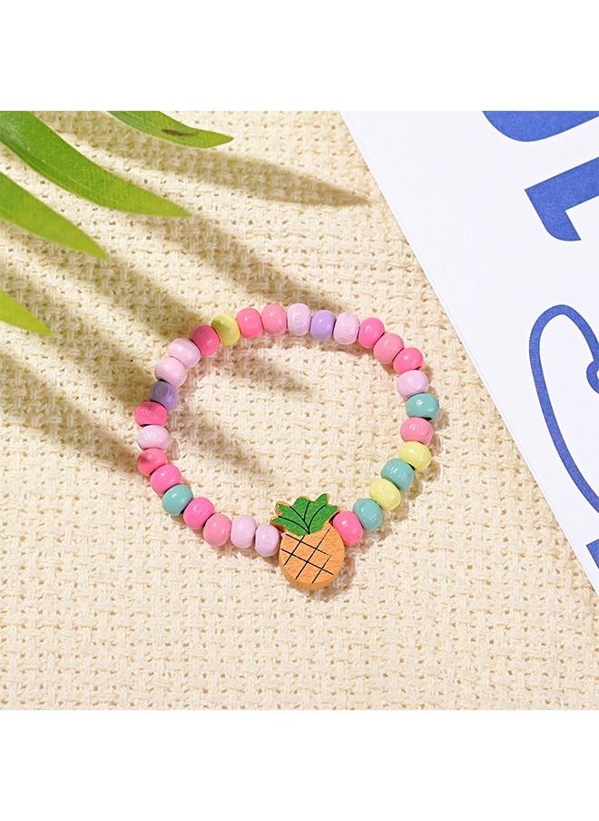 HS - 12 Colourful Wooden Bracelets Set, Wooden Beaded Friendship Bracelets for Girls, Ideal Party Bag Fillers and Favours, Suitable for Party Gift for Kids - Image 1