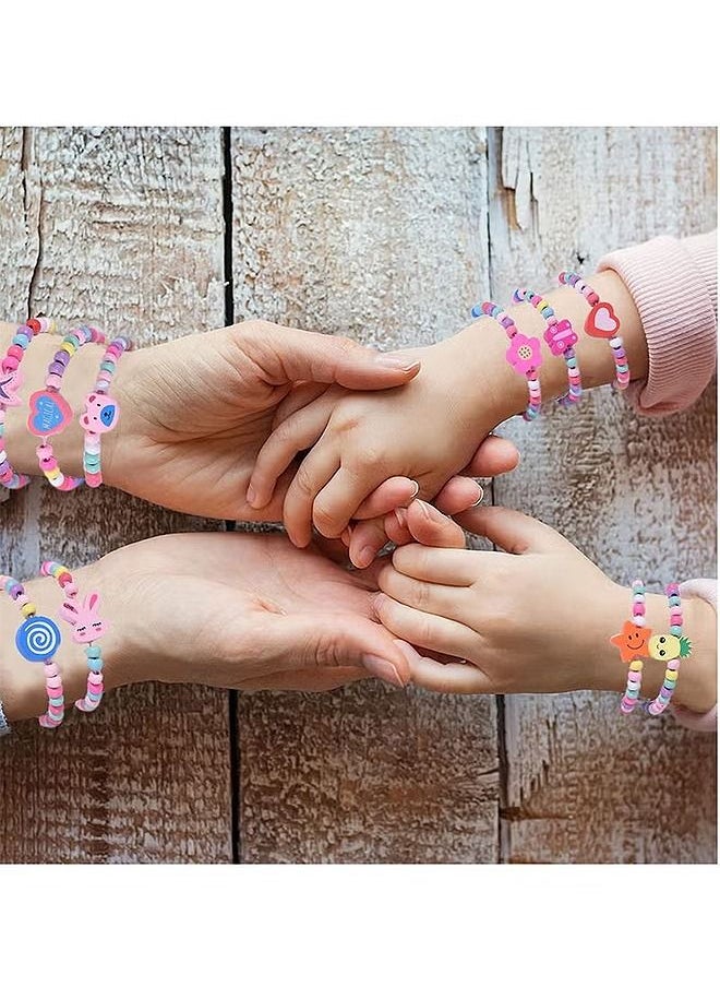 HS - 12 Colourful Wooden Bracelets Set, Wooden Beaded Friendship Bracelets for Girls, Ideal Party Bag Fillers and Favours, Suitable for Party Gift for Kids - Image 1