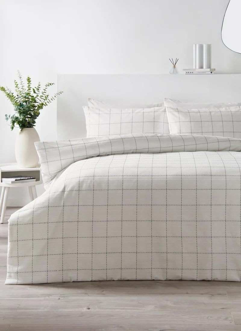 Matalan White Check Duvet Set