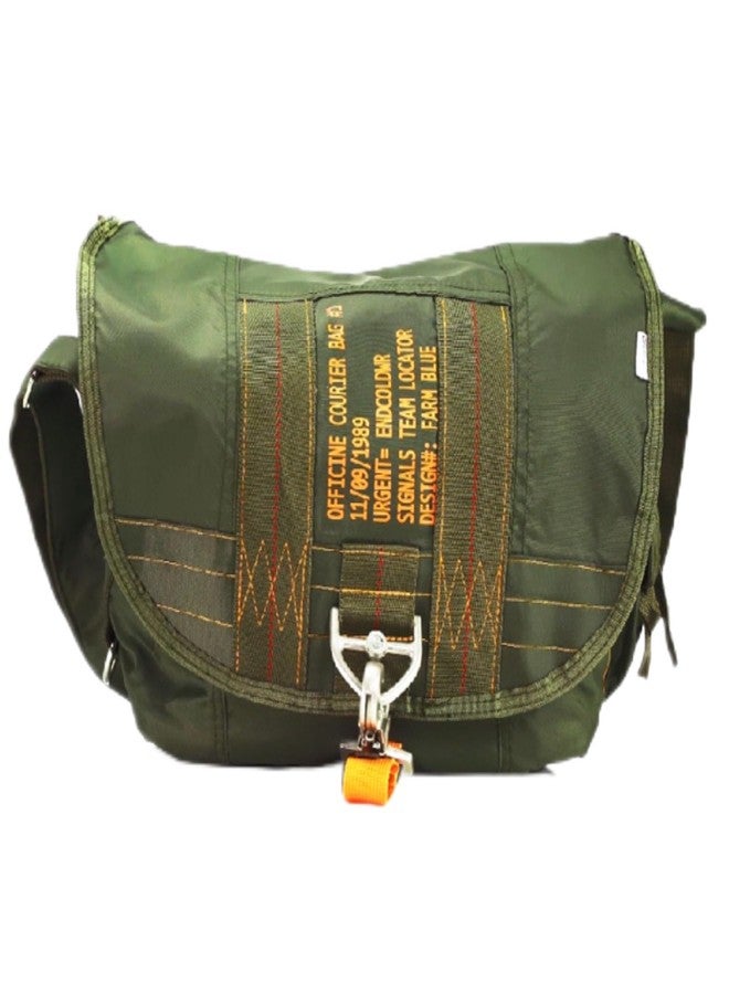 Farm Blue Messenger Bag - Officine Military Shoulder Courier Bag, Green, Medium - Image 1