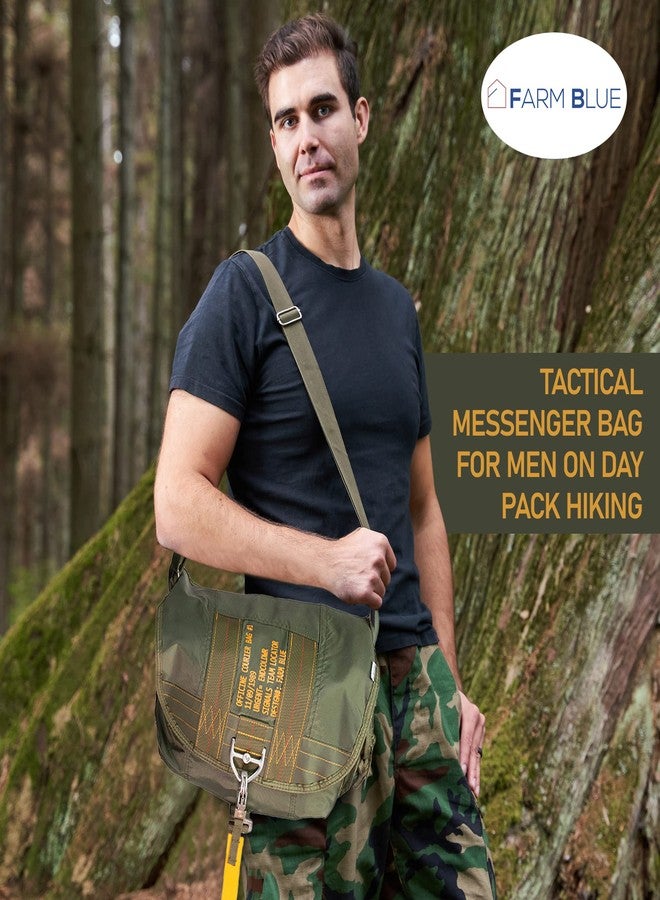 Farm Blue Messenger Bag - Officine Military Shoulder Courier Bag, Green, Medium - Image 3