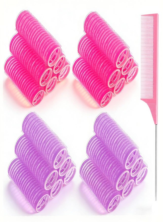obeoby 24 Pcs Self-Grip Small Hair Rollers Set, Curlers for Women Short Hair and Bangs, No Heat Hair Curlers to sleep in, Birthday Mothers Day Gifts(25 mm, Rose Red and Purple) - Image 1