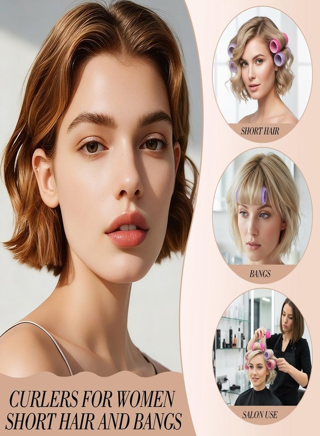 obeoby 24 Pcs Self-Grip Small Hair Rollers Set, Curlers for Women Short Hair and Bangs, No Heat Hair Curlers to sleep in, Birthday Mothers Day Gifts(25 mm, Rose Red and Purple) - Image 4