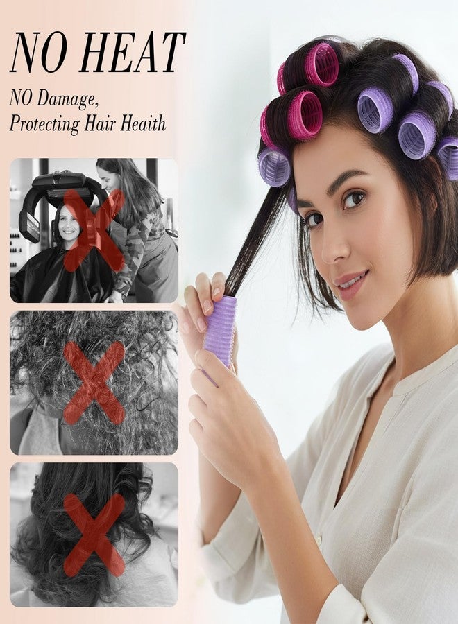 obeoby 24 Pcs Self-Grip Small Hair Rollers Set, Curlers for Women Short Hair and Bangs, No Heat Hair Curlers to sleep in, Birthday Mothers Day Gifts(25 mm, Rose Red and Purple) - Image 5