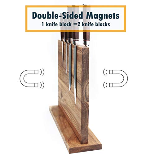 Resafy Large Magnetic Knife Holder,Acacia Wooden Magnetic Knife Block 16 X 12 Inches,Rack Magnetic Universal Stands with Strong Enhanced Magnets Strip Kitchen Storage Cutlery Organizer Without Knifves - Image 5