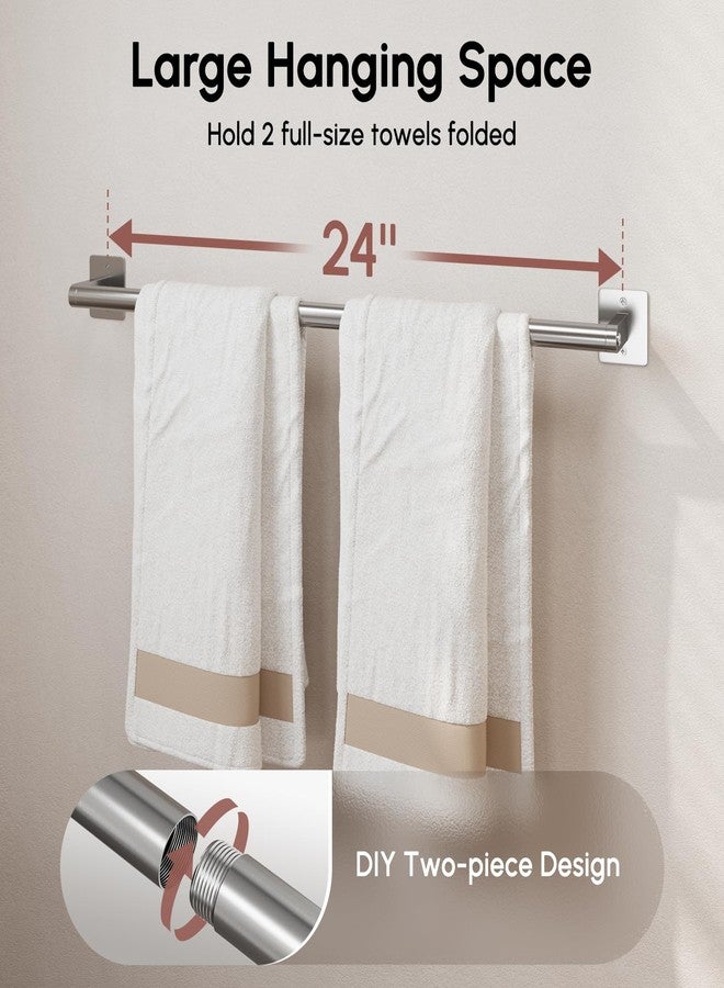 USHOWER Brushed Nickel Towel Bar, 24 Inch Towel Racks for Bathroom Wall Mounted, Heavy Duty Stainless Steel Towel Holder, Easy Installation (Total Length 26 Inch) - Image 3