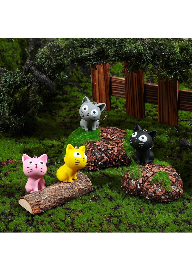 4 PCS LED Sound Light Key Chain, Lovely Cat Flashlight Keychain, Gray Black Yellow Pink Cat Flashlight Keychain, Suitable for Nurses Badge Reel - Image 5
