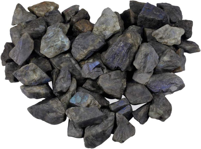 mookaitedecor 1 lb Bulk Natural Labradorite Raw Crystals Rough Stones for Tumbling,Cabbing,Polishing,Wire Wrapping,Wicca & Reiki Crystal Healing