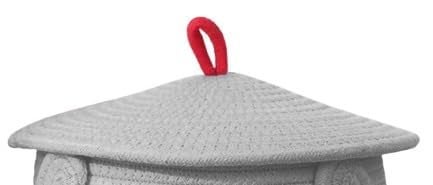 BUNAII Jute Cotton Cute Bear Hand Woven Fruit basket, storage basket, Oraganizer Box For jewellery, toys, cosmetics and for multipurpose uses with cap (GREY) Pack of 1 (11 x 11 x 7) Inches  - Image 4