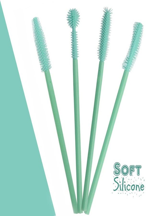 BYVUTE Mascara Brushes, Eyelash Comb Lashes Eyebrow Brush Separator Eyelashes Definer Lash Eye Brow Grooming Cosmetic Tool 4 Silicone Shapes Comb, 48 Pcs, Mint Green - Image 3