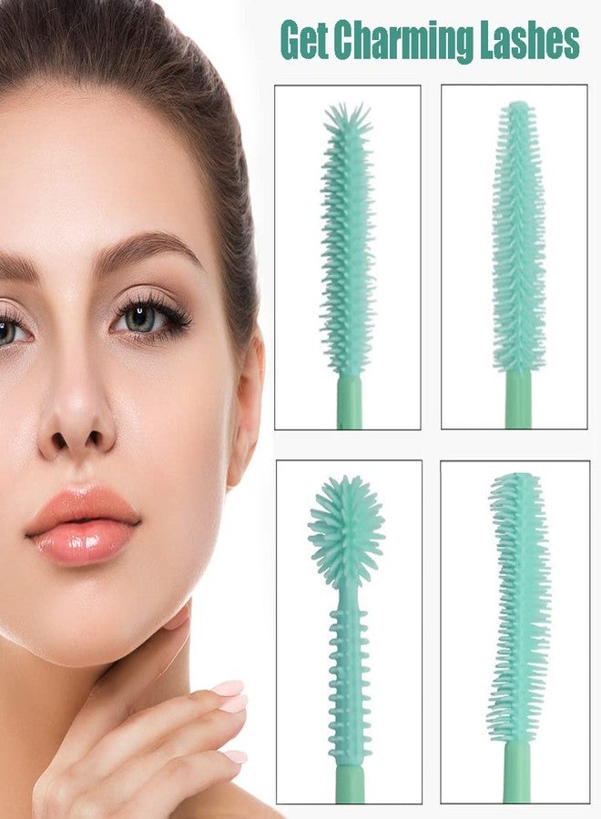 BYVUTE Mascara Brushes, Eyelash Comb Lashes Eyebrow Brush Separator Eyelashes Definer Lash Eye Brow Grooming Cosmetic Tool 4 Silicone Shapes Comb, 48 Pcs, Mint Green - Image 4