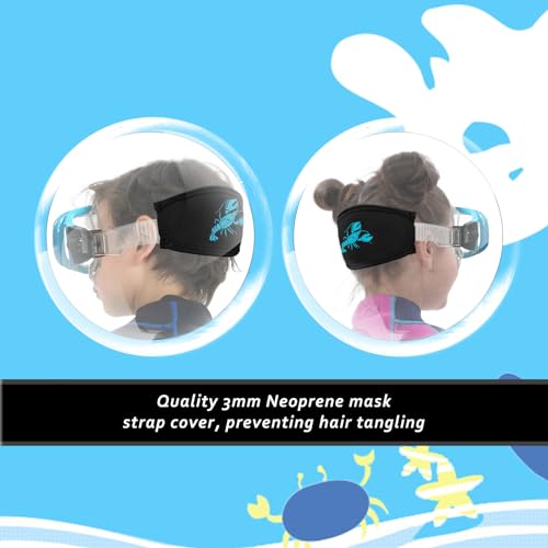 OMGear Goggles Kids Swimming Silicone Swim Mask Snorkeling Gear for Kids Tempered Glass Snorkel Goggles with Nose Cover Scuba Diving Goggles with Cute Neoprene Mask Strap Cover (Aqua) - Image 5