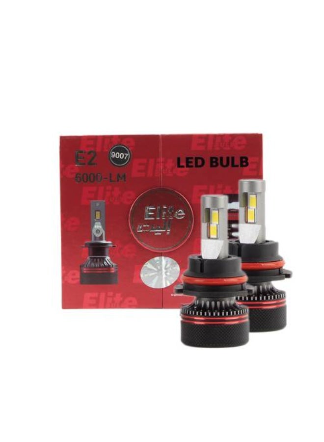 إليت مصباح أمامي LED عالي الأداء من نوع Elite E2 H7 بقوة 6000 لومن، يتميز بإضاءة فائقة ومتانة عالية، مما يوفر تجربة قيادة آمنة ومريحة في الليل. - Image 2