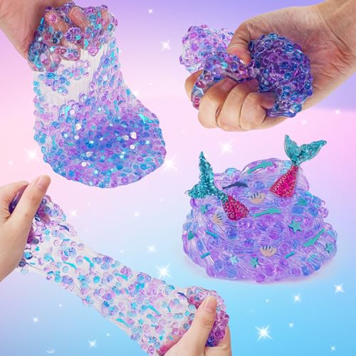 Okaybee 3 x 100mL Purple Slime Kit for Girls Boys Includes Cloud Water Mermaid Crunchy Slime Sensory Experience DIY Slimes Set Slimes Party Favors for Kids Birthday Easter Halloween Teens Gift - Image 5