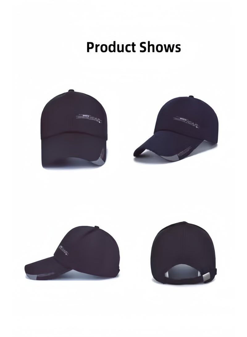 HALAMODO Unisex Baseball Cap Extended Brimmed Hat Printed Hats Canvas Sun Hat Adjustable Outdoor Cap Travel Hat Anti-UV Hat Breathable Hat for Women & Men - Image 3