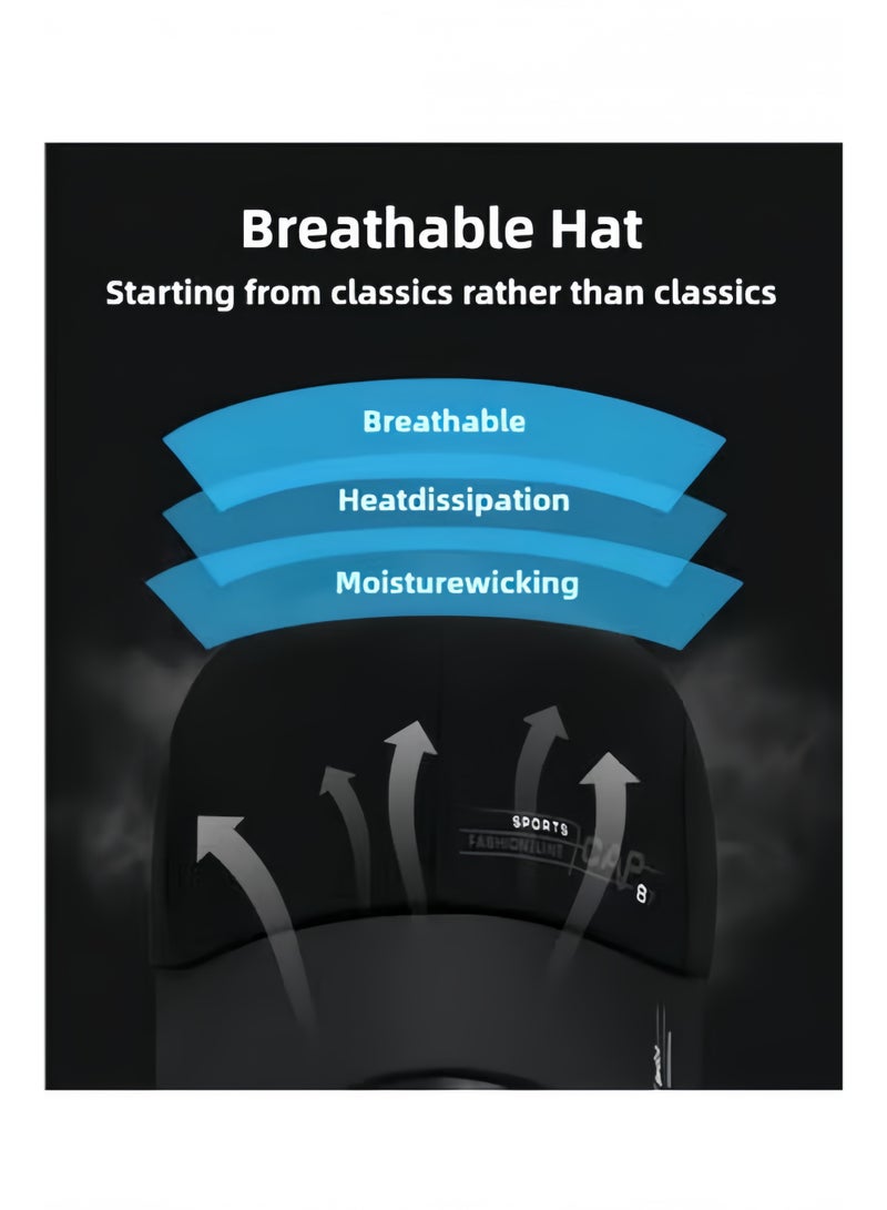 HALAMODO Unisex Baseball Cap Extended Brimmed Hat Printed Hats Canvas Sun Hat Adjustable Outdoor Cap Travel Hat Anti-UV Hat Breathable Hat for Women & Men - Image 5