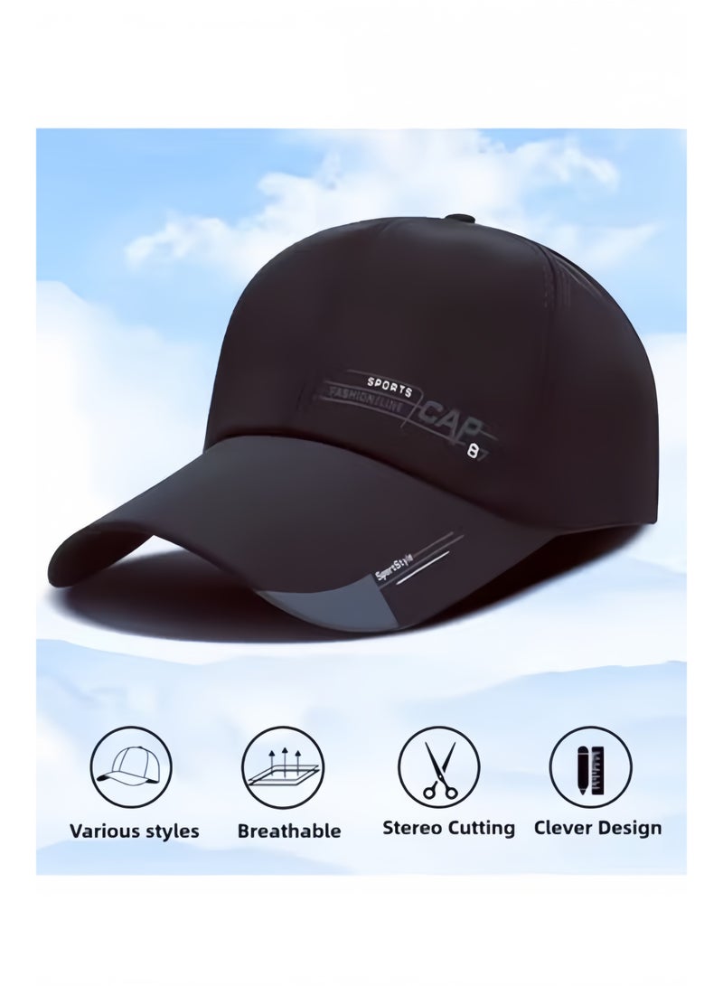 HALAMODO Unisex Baseball Cap Extended Brimmed Hat Printed Hats Canvas Sun Hat Adjustable Outdoor Cap Travel Hat Anti-UV Hat Breathable Hat for Women & Men - Image 4