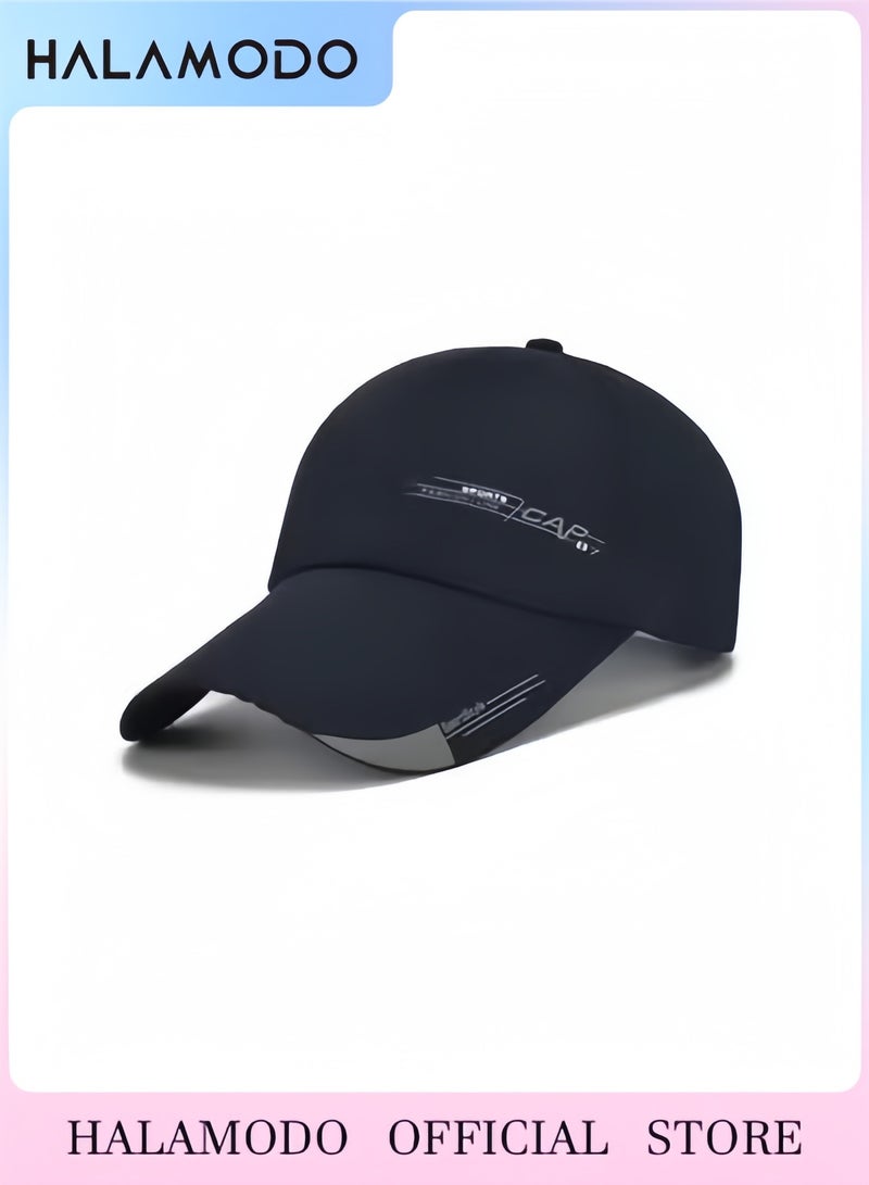 HALAMODO Unisex Baseball Cap Extended Brimmed Hat Printed Hats Canvas Sun Hat Adjustable Outdoor Cap Travel Hat Anti-UV Hat Breathable Hat for Women & Men - Image 1