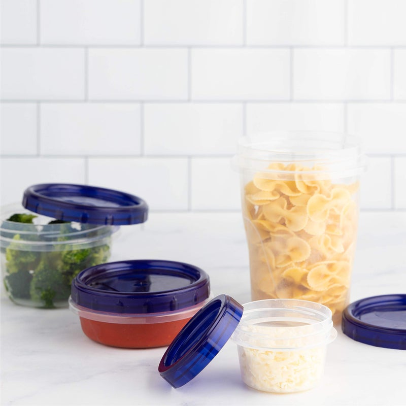 PLASTICPRO [4 oz 12 Pack] Twist Top Deli Containers Clear bottom With blue Top Twist on Lids Reusable, Stackable, Food Storage Freezer Container - Image 5
