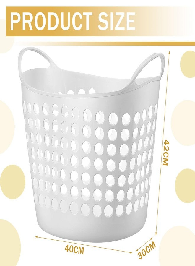 Suclain 3 Pcs Flexible Laundry Basket Set Carry Portable Flexible Laundry with Carrying Handles White Large Versatile Laundry for Bathroom College Dorm Laundry Room - Image 2