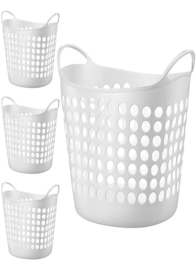 Suclain 3 Pcs Flexible Laundry Basket Set Carry Portable Flexible Laundry with Carrying Handles White Large Versatile Laundry for Bathroom College Dorm Laundry Room - Image 1