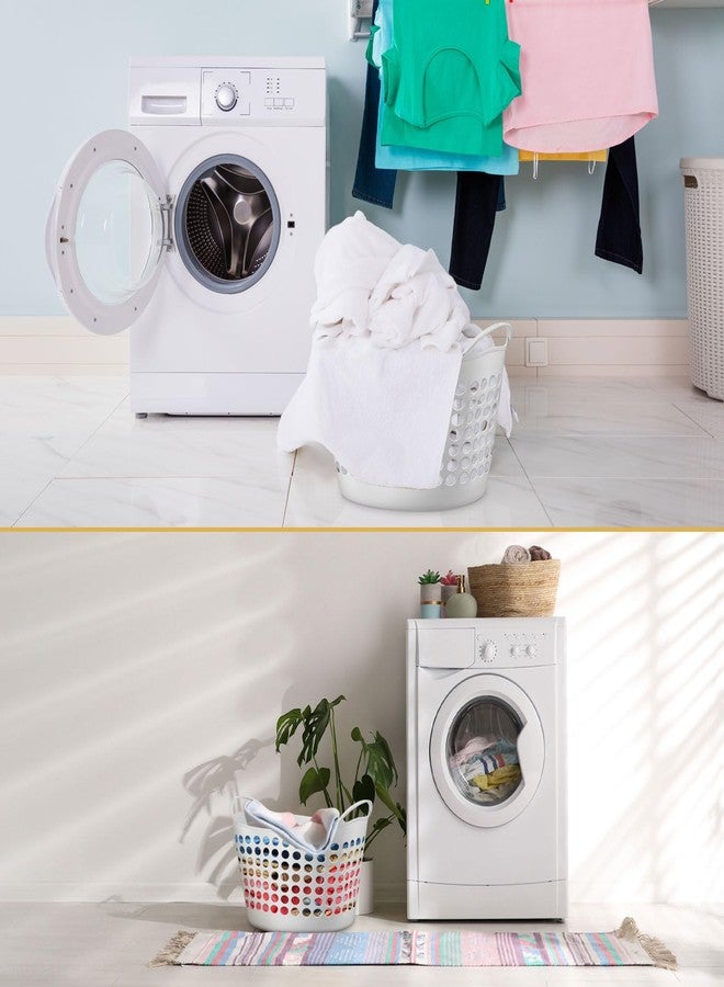 Suclain 3 Pcs Flexible Laundry Basket Set Carry Portable Flexible Laundry with Carrying Handles White Large Versatile Laundry for Bathroom College Dorm Laundry Room - Image 4