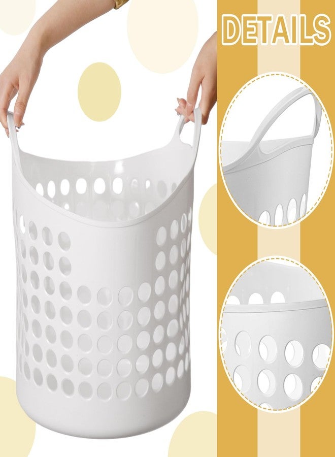 Suclain 3 Pcs Flexible Laundry Basket Set Carry Portable Flexible Laundry with Carrying Handles White Large Versatile Laundry for Bathroom College Dorm Laundry Room - Image 3