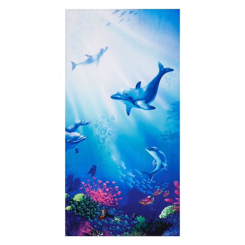 LIVILAN Dolphin Beach Towel, 30" x 60" Thin, Lightweight Microfiber for Girls, Kids, Women, Super Soft, Quick Dry, Sand Free, Ideal for Pool, Bath, Travel, Perfect Dolphin Gifts - Image 1