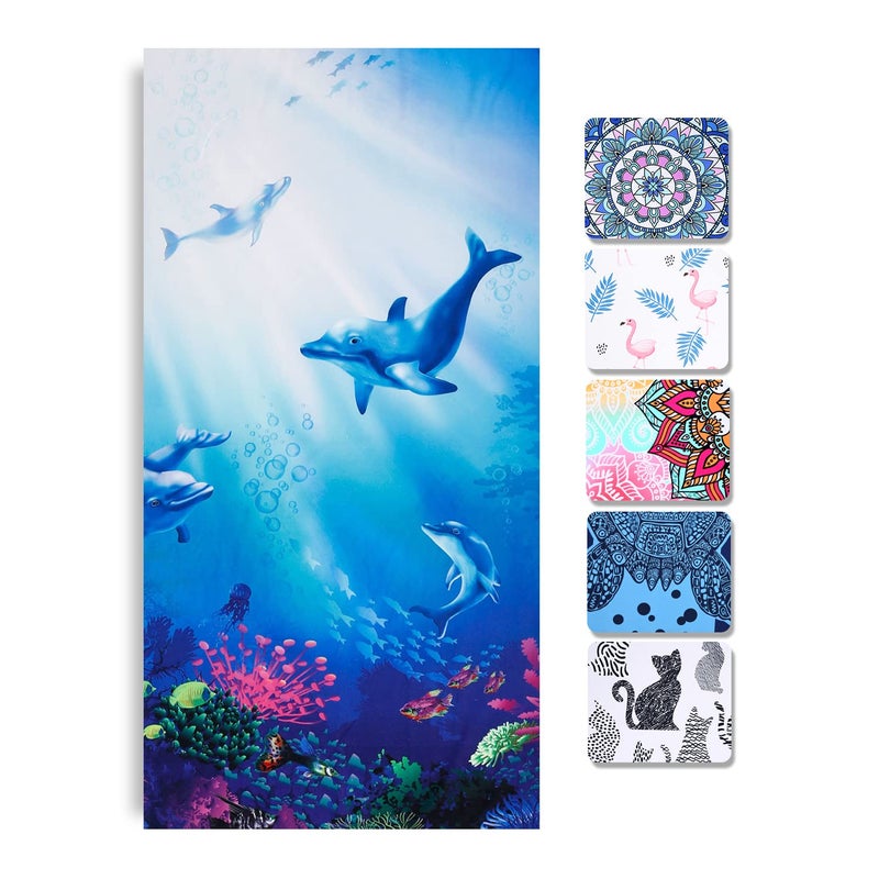 LIVILAN Dolphin Beach Towel, 30" x 60" Thin, Lightweight Microfiber for Girls, Kids, Women, Super Soft, Quick Dry, Sand Free, Ideal for Pool, Bath, Travel, Perfect Dolphin Gifts - Image 2