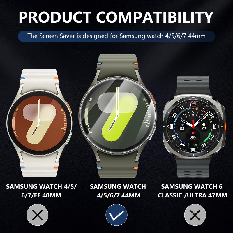 Suoman 4-Pack Screen Protector for Samsung Galaxy Watch 7/6/5/4 44mm, Tempered Glass Protectors Perfectly Fit for Galaxy 44mm Smartwatches - Image 2
