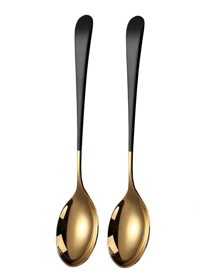 POTENCY Premium Gold Stainless Steel Spoon Set with Modern Colour Handles, Perfect for Dining, Dessert, Tea, Coffee, Ice Cream and Everyday Home Kitchen Use (2, Black) - Image 1