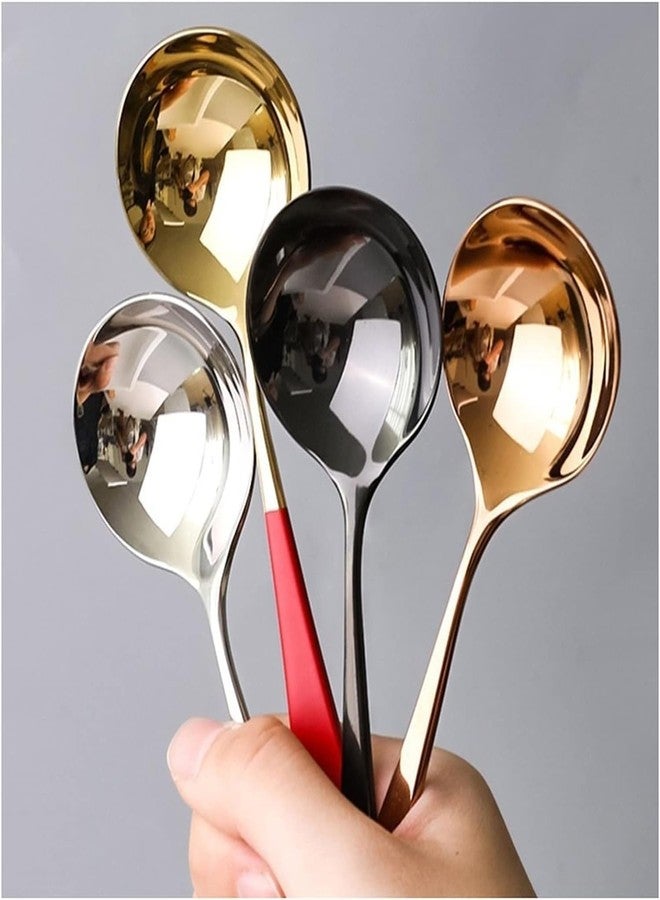 POTENCY Premium Gold Stainless Steel Spoon Set with Modern Colour Handles, Perfect for Dining, Dessert, Tea, Coffee, Ice Cream and Everyday Home Kitchen Use (2, Black) - Image 4
