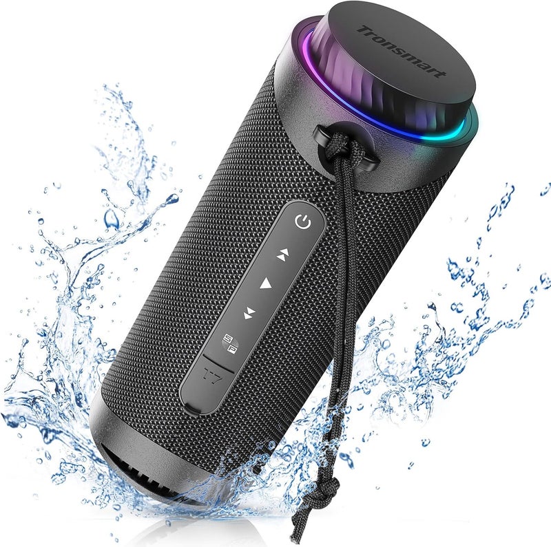 Tronsmart T7 Portable Bluetooth Speaker with 360° Surround Sound, Custom EQ via APP, IPX7 Waterproof, Dual pairing, LED Light, Bluetooth 5.3, Rotary Volume Control, Micro SD/TF Card - Image 1