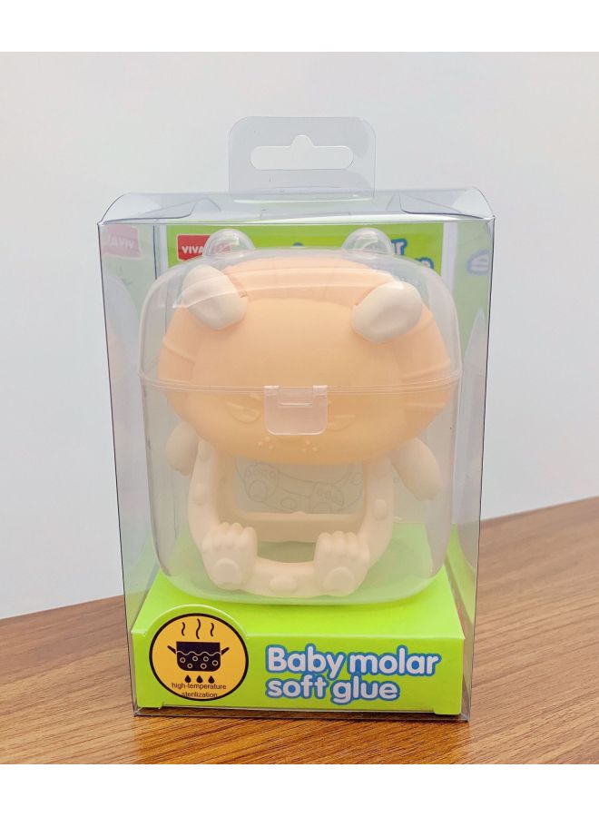 Baby Gum Silicone Molar Gloves Toy Baby Anti-eating Hand Soothing Gum Children's Gum-Color:English PVC Box Lion Handguard Tooth Glue (delivery Storage Box) - Image 1