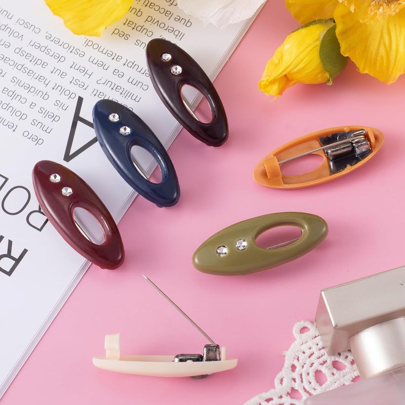 Excefore Fashion Hijab Pins, 18 Pcs 6 Color Assorted Scarf Safety Pins, Brooch Pins Scarf Pins Clips Safety Locking, Baby Cloth Nappy Pin for Women Muslim Scarf Clothing, Hollow Mixed Color with Rhinestone - Image 4