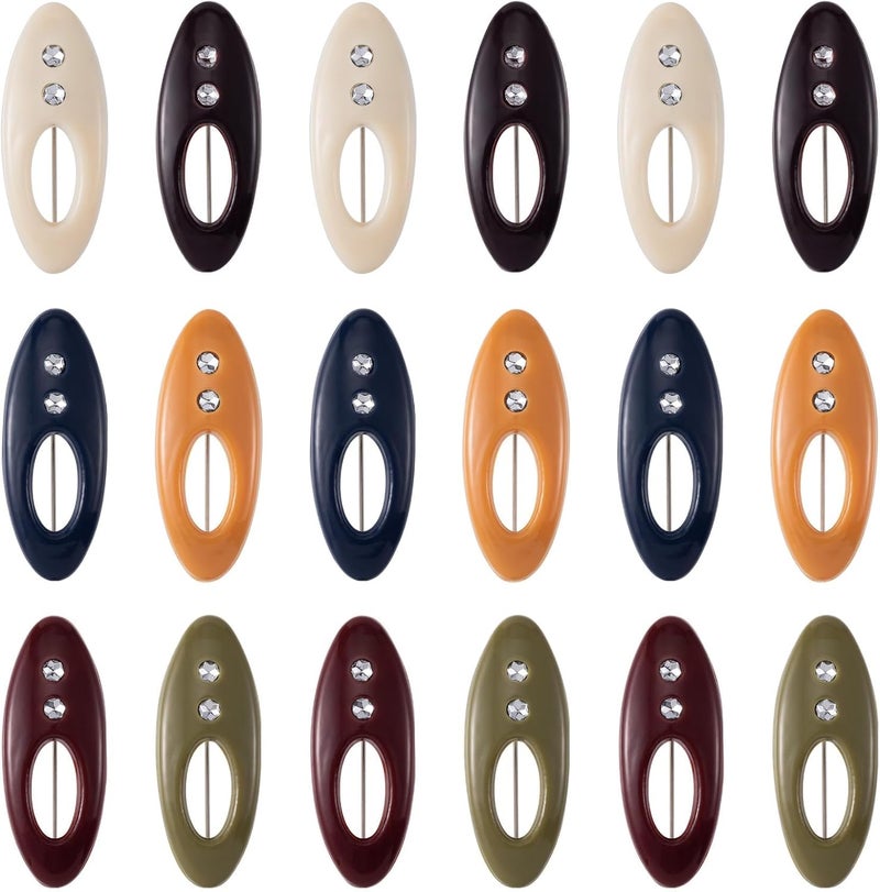 Excefore Fashion Hijab Pins, 18 Pcs 6 Color Assorted Scarf Safety Pins, Brooch Pins Scarf Pins Clips Safety Locking, Baby Cloth Nappy Pin for Women Muslim Scarf Clothing, Hollow Mixed Color with Rhinestone - Image 1