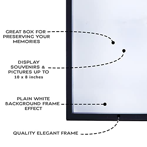 Upstreet Shadow Box Display Case – Black Wooden Shadow Box Frame - Showcase Bottle Caps, Shells, Ticket Stubs, Airline Tickets, Ideal for Memorabilia Photos, Flowers, & Medals (10 x 8 in) - Image 2