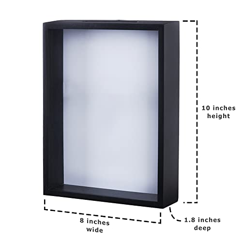 Upstreet Shadow Box Display Case – Black Wooden Shadow Box Frame - Showcase Bottle Caps, Shells, Ticket Stubs, Airline Tickets, Ideal for Memorabilia Photos, Flowers, & Medals (10 x 8 in) - Image 3