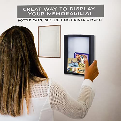 Upstreet Shadow Box Display Case – Black Wooden Shadow Box Frame - Showcase Bottle Caps, Shells, Ticket Stubs, Airline Tickets, Ideal for Memorabilia Photos, Flowers, & Medals (10 x 8 in) - Image 5