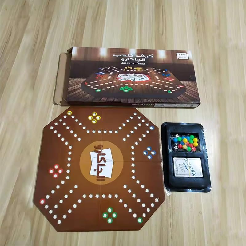 ZAMZIN Jackaroo Wooden Board Game for 4–6 Players – Double-Sided Jakaro Catapult Board with Playing Cards & Marbles, Classic Family & Party Table Game, Strategy Multi-Player Entertainment with Carry Bag, Black Board - Image 2