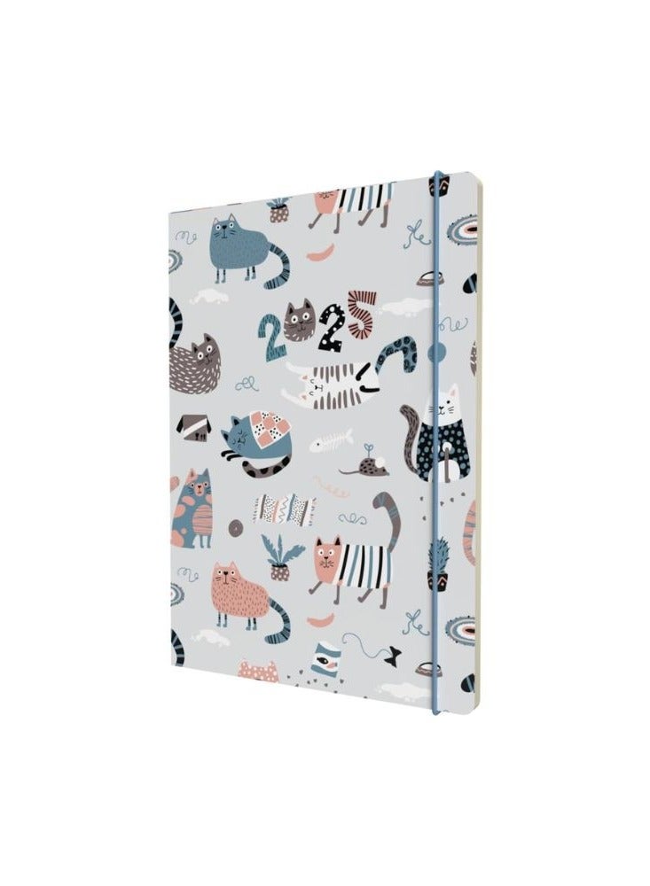 Collins Collins Maru 2025 Planner - A5 Week To View Cut Flush Diary - Cats - (MR153.CT-25) - Weekly Planner with Cute Animal Design  - Image 1