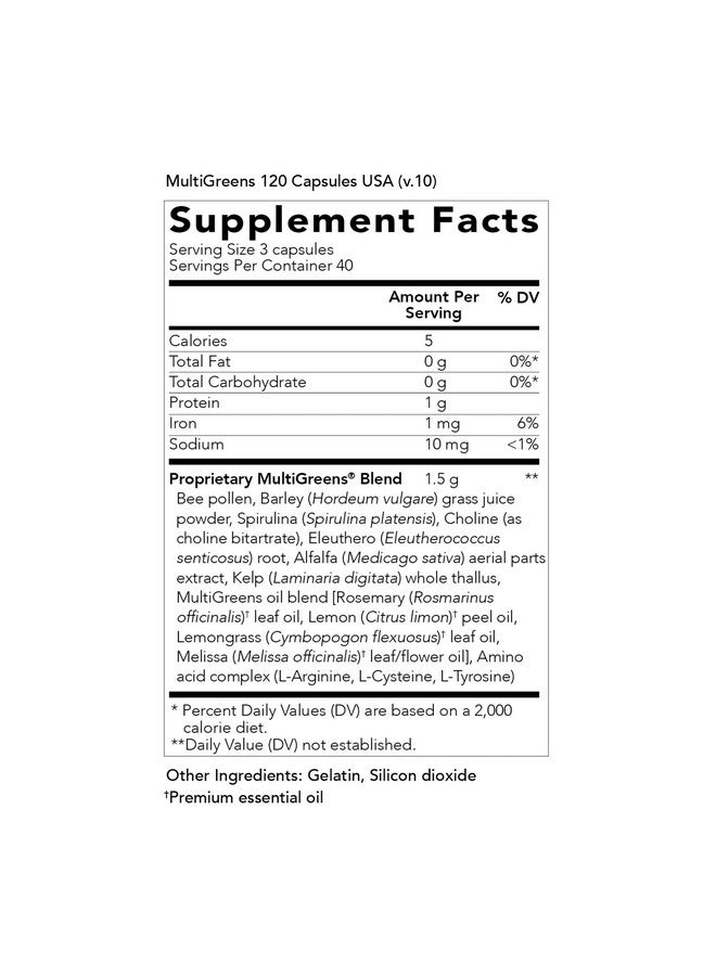 Young Living MultiGreens - Herbal Supplement - formulated with Melissa Essential Oil - 120 Capsules - Image 2