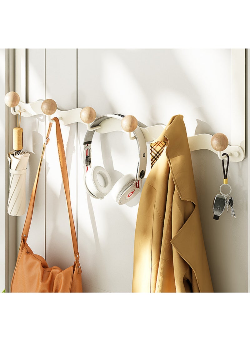 JINFANLI Over the door hook rack, high quality over the door hanger, 6 heavy duty hooks for hanging coats, bags, towels, keys, over the door organizer, space saving storage rack for bathroom, bedroom, hallway, (round ball) white 6 hooks - Image 3